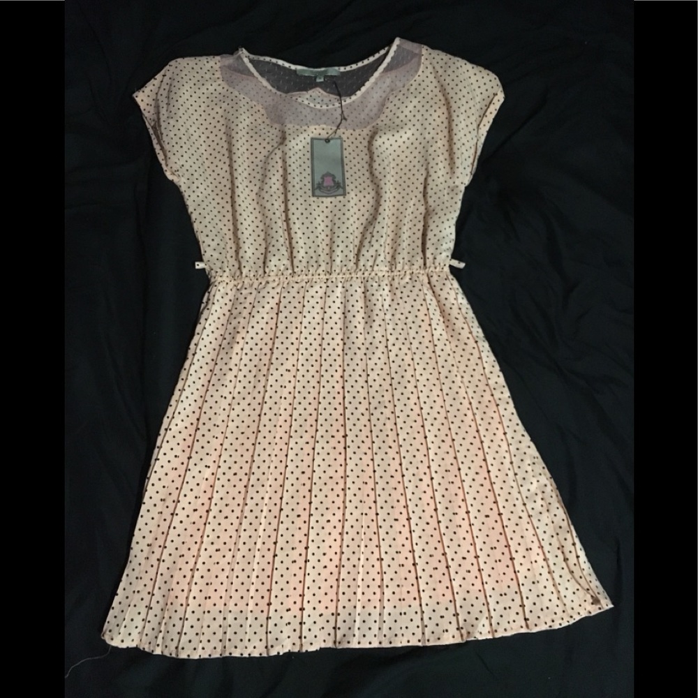Pink and black polka dot dress